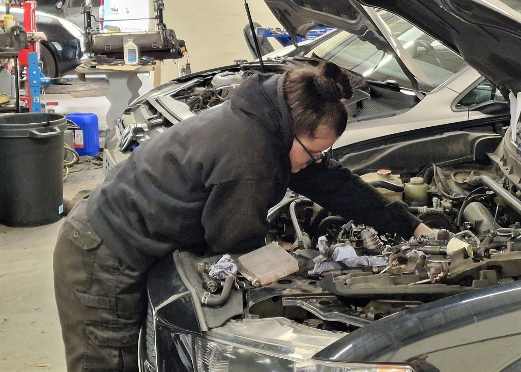Working under the bonnet in the workshop