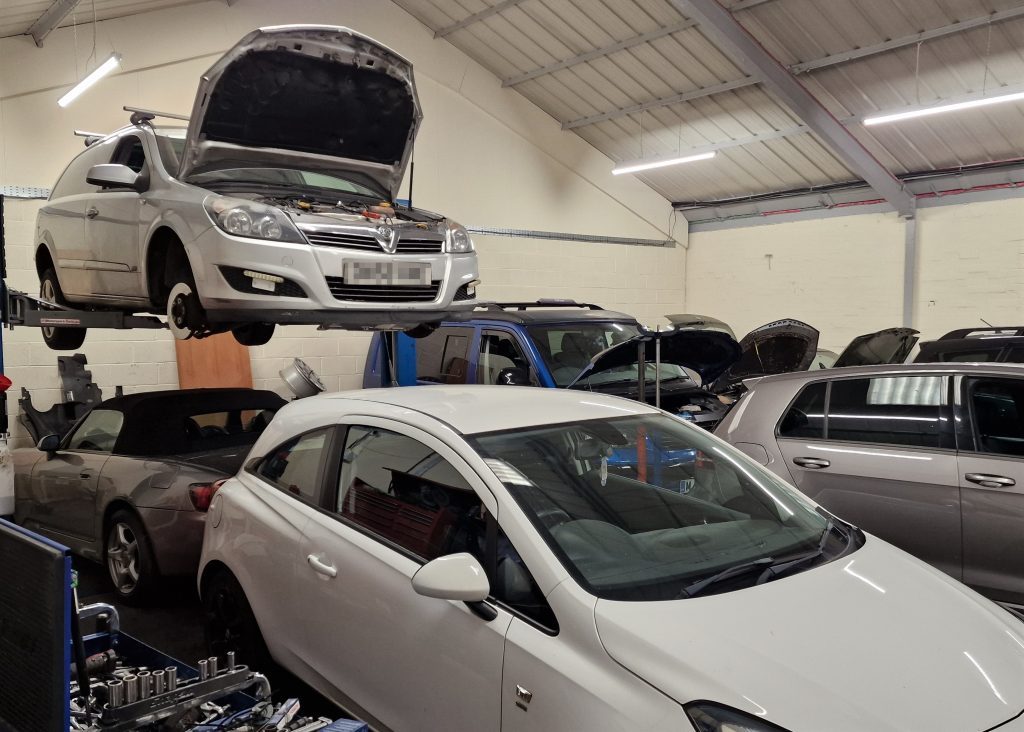 Customer cars in the workshop