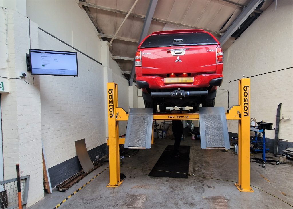 A Mitsubishi L200 pickup on the ramp