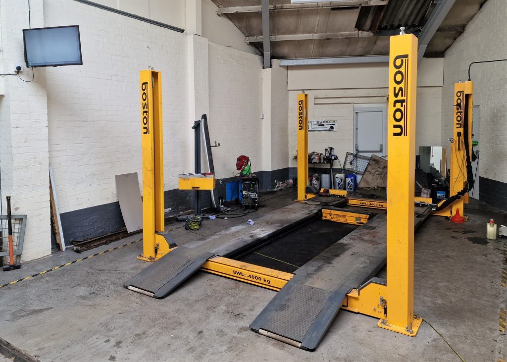 Two-post ramps in the workshop
